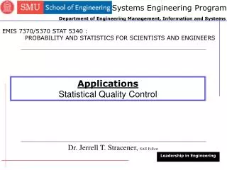 Applications Statistical Quality Control