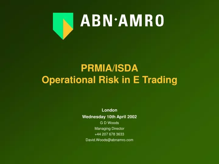 prmia isda operational risk in e trading