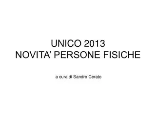 unico 2013 novita persone fisiche