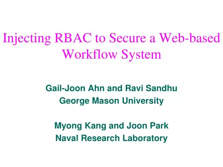 injecting rbac to secure a web based workflow system