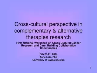 Cross-cultural perspective in complementary &amp; alternative therapies research