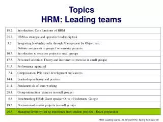 Topics HRM: Leading teams