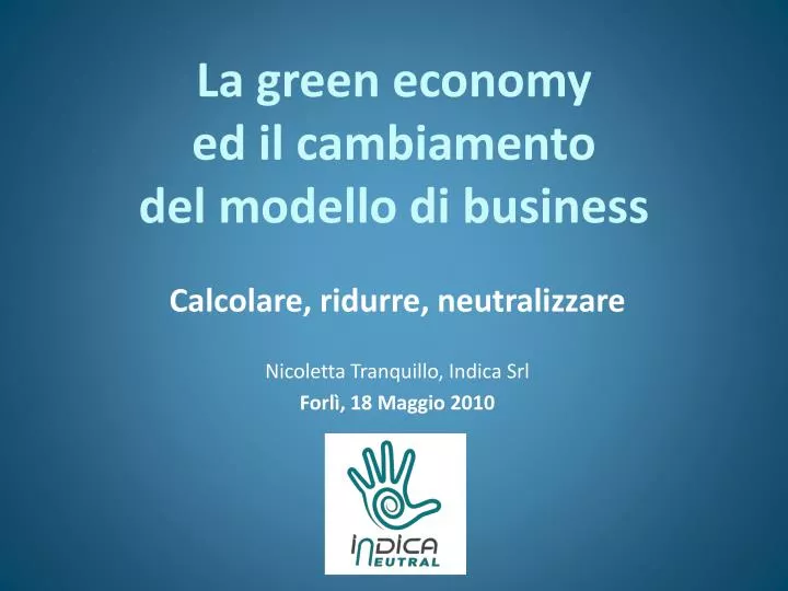 la green economy ed il cambiamento del modello di business