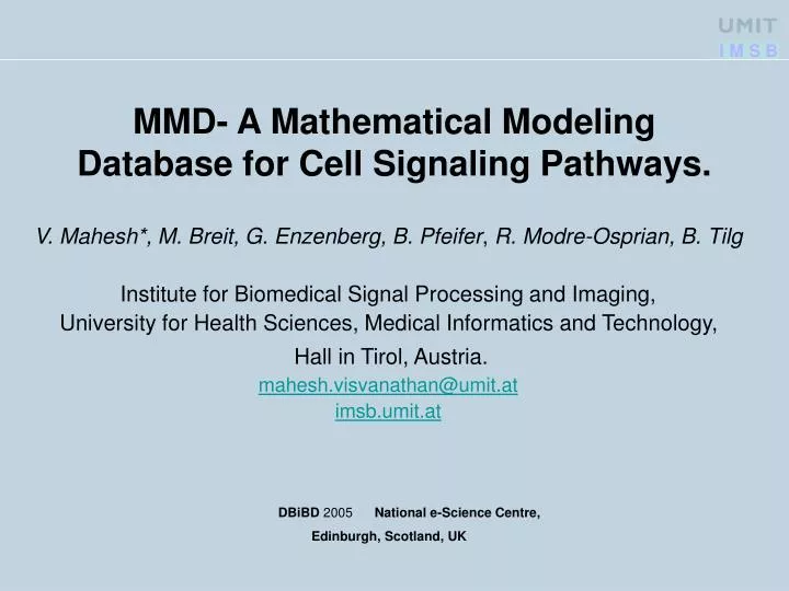 mmd a mathematical modeling database for cell signaling pathways