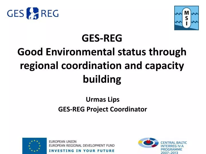 ges reg good environmental status through regional coordination and capacity building