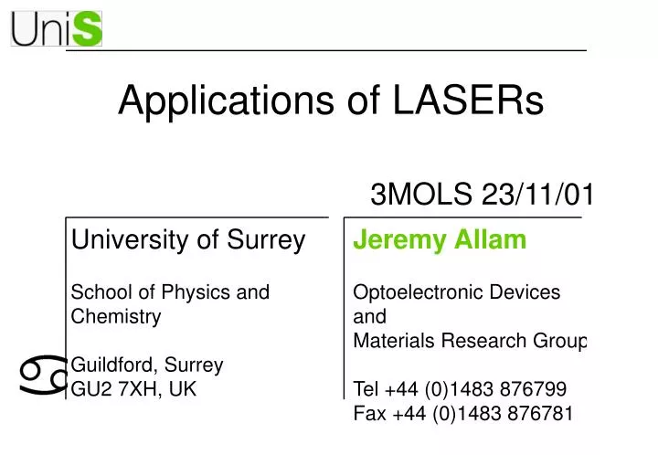 applications of lasers
