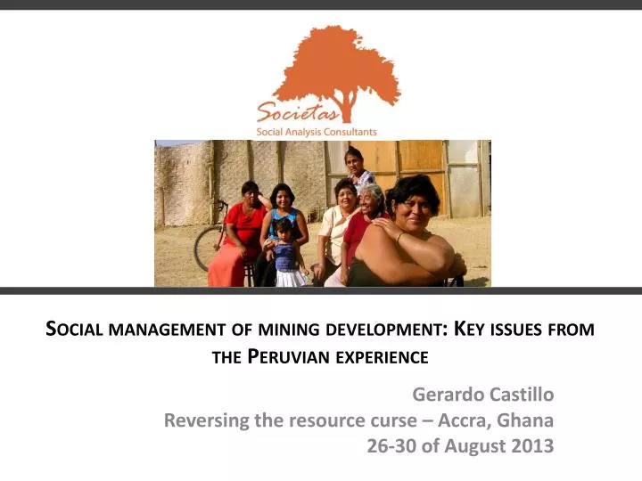 social management of mining development key issues from the peruvian experience