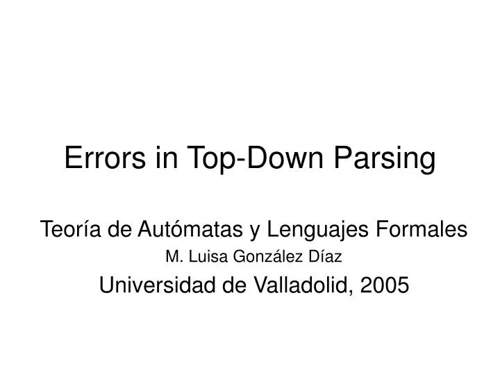 errors in top down parsing