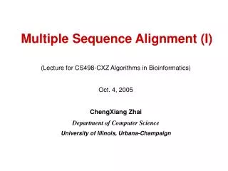 Multiple Sequence Alignment (I)