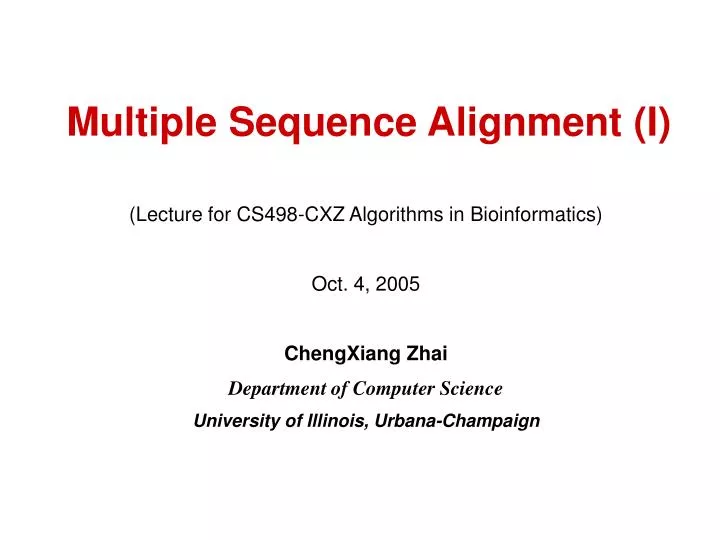 multiple sequence alignment i