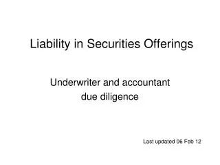 Liability in Securities Offerings