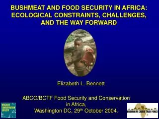 BUSHMEAT AND FOOD SECURITY IN AFRICA: ECOLOGICAL CONSTRAINTS, CHALLENGES, AND THE WAY FORWARD
