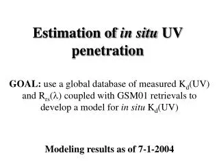 Estimation of in situ UV penetration