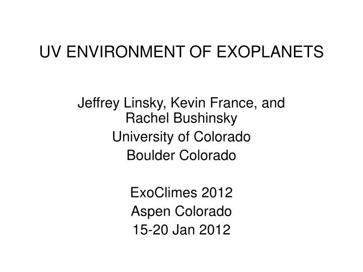 uv environment of exoplanets
