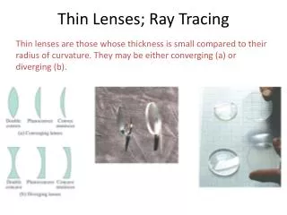 Thin Lenses; Ray Tracing