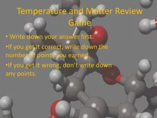 Temperature and Matter Review Game