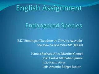 English Assignment Endangered S pecies