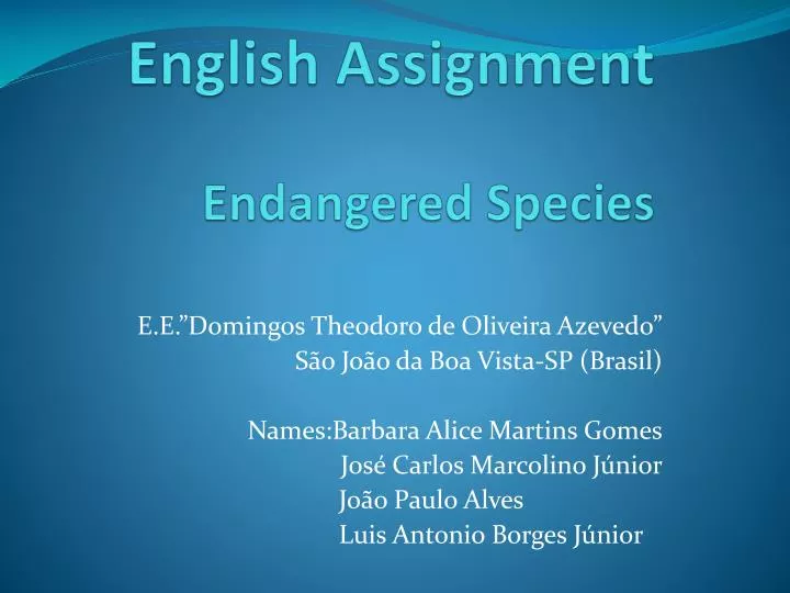 english assignment endangered s pecies