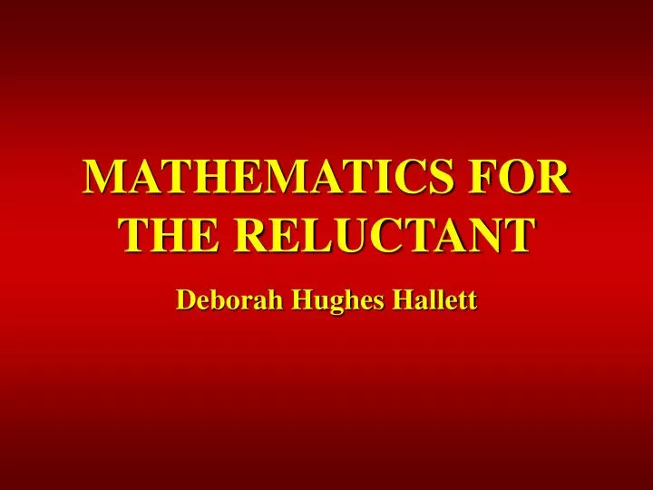 mathematics for the reluctant