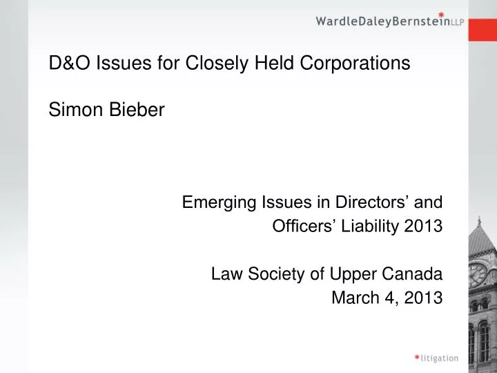 d o issues for closely held corporations simon bieber