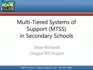 Multi-Tiered Systems of Support (MTSS) in Secondary Schools