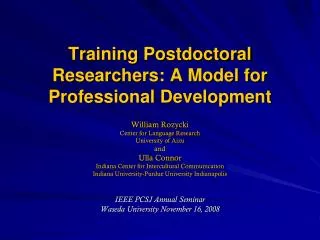 Training Postdoctoral Researchers: A Model for Professional Development