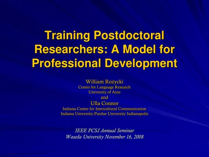 training postdoctoral researchers a model for professional development