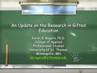 An Update on the Research in Gifted Education