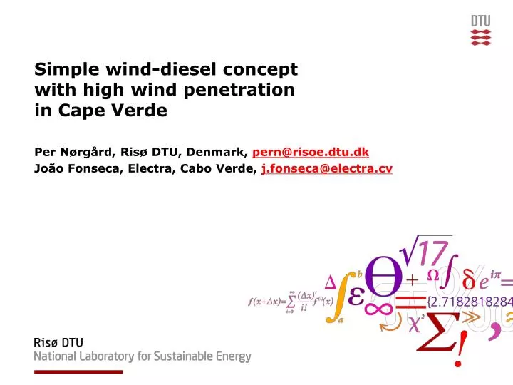 simple wind diesel concept with high wind penetration in cape verde