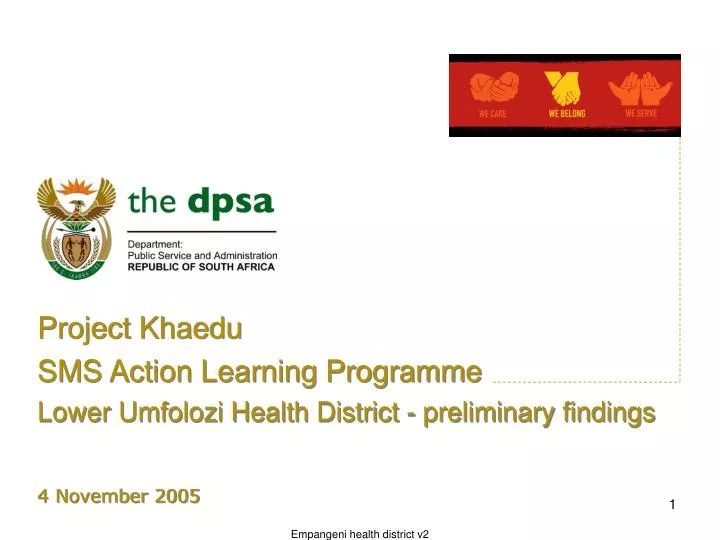 project khaedu sms action learning programme lower umfolozi health district preliminary findings