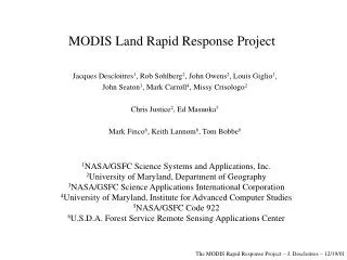 MODIS Land Rapid Response Project
