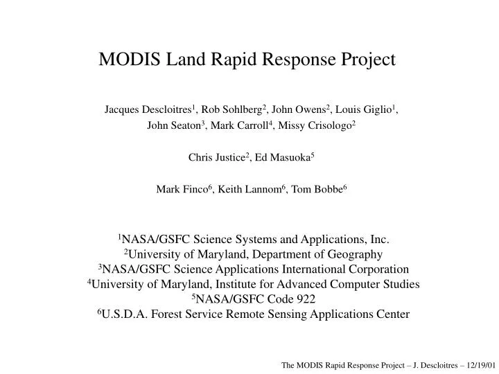modis land rapid response project