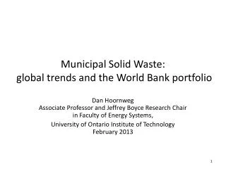 Municipal Solid Waste: global trends and the World Bank portfolio