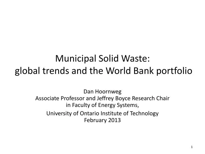 municipal solid waste global trends and the world bank portfolio