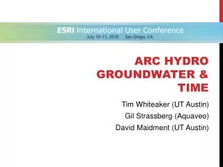 Arc Hydro Groundwater &amp; Time