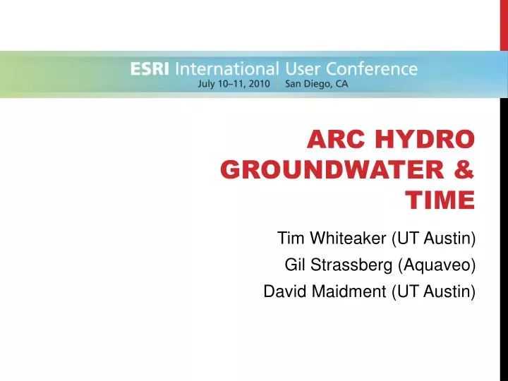 arc hydro groundwater time