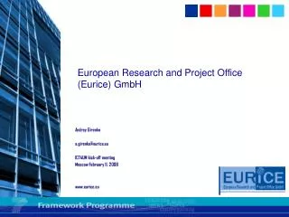 European Research and Project Office ( Eurice ) GmbH