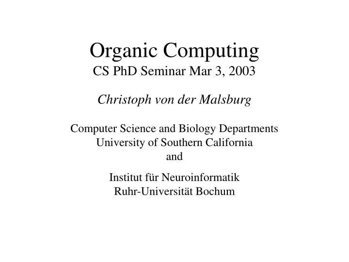 organic computing cs phd seminar mar 3 2003