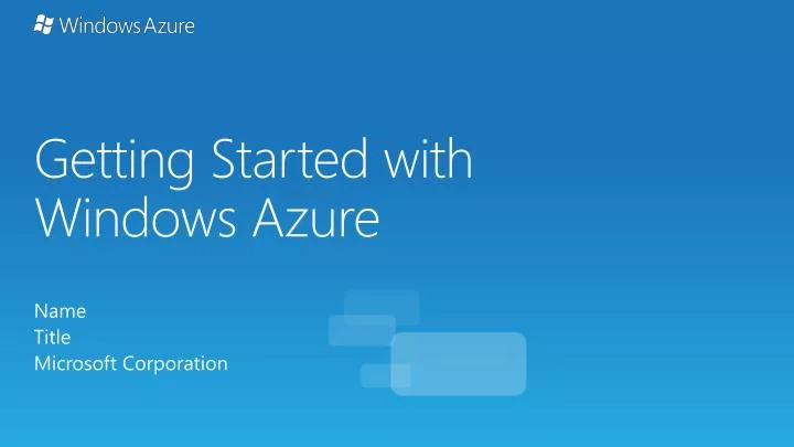 getting started with windows azure