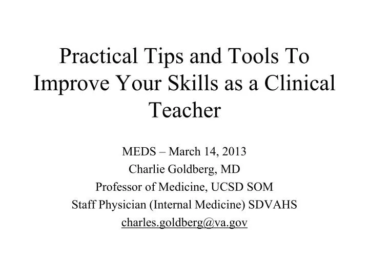 practical tips and tools to improve your skills as a clinical teacher