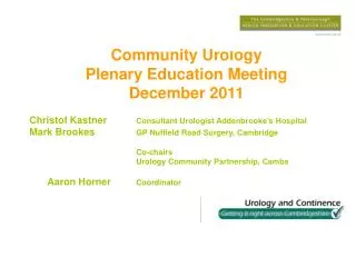 Community Urology Plenary Education Meeting December 2011