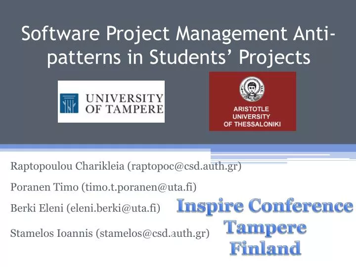 software project management anti patterns in students projects
