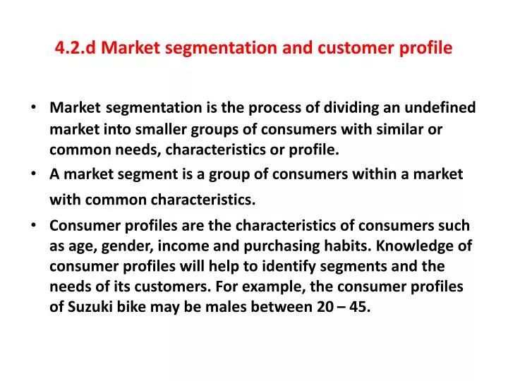 4 2 d market segmentation and customer profile
