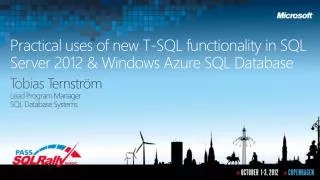 Practical uses of new T-SQL functionality in SQL Server 2012 &amp; Windows Azure SQL Database