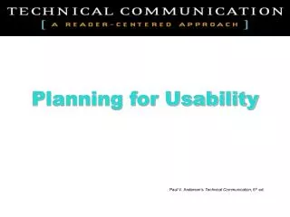 Planning for Usability