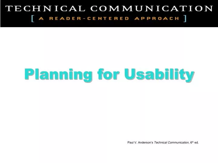 planning for usability