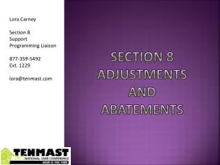 Section 8 Adjustments and Abatements