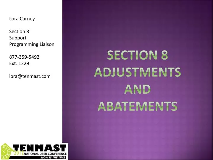 section 8 adjustments and abatements