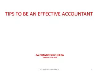 TIPS TO BE AN EFFECTIVE ACCOUNTANT