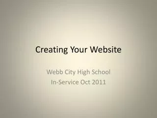 Creating Your Website